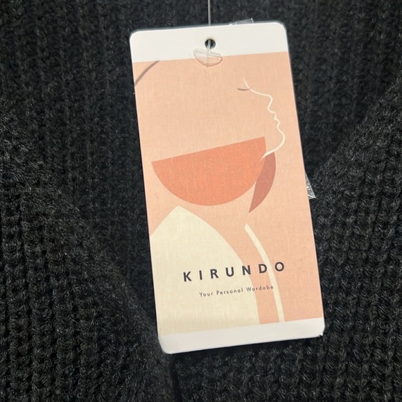 NWT KIRUNDO Wrap Sweater Balloon Sleeves Ribbed Knitted Pullover Tie Front Top - Picture 4 of 13